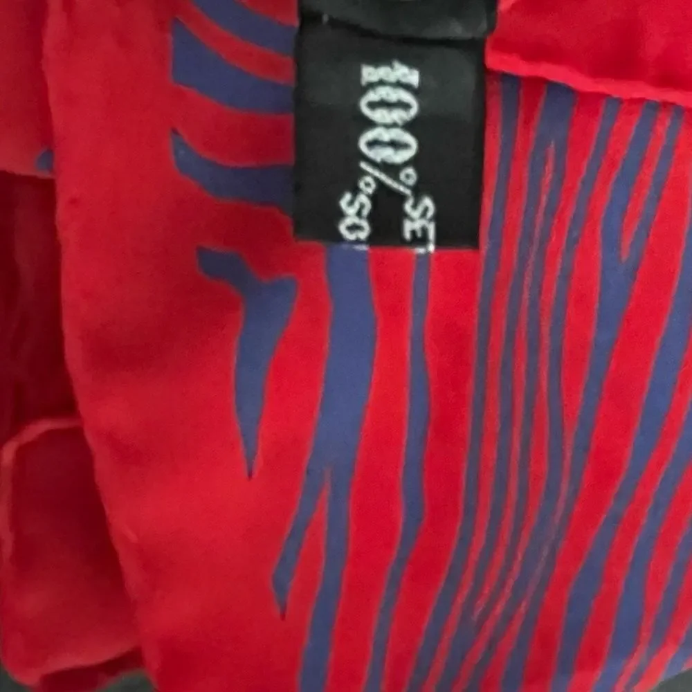 Gianni Versace Red and Blue Silk Scarf